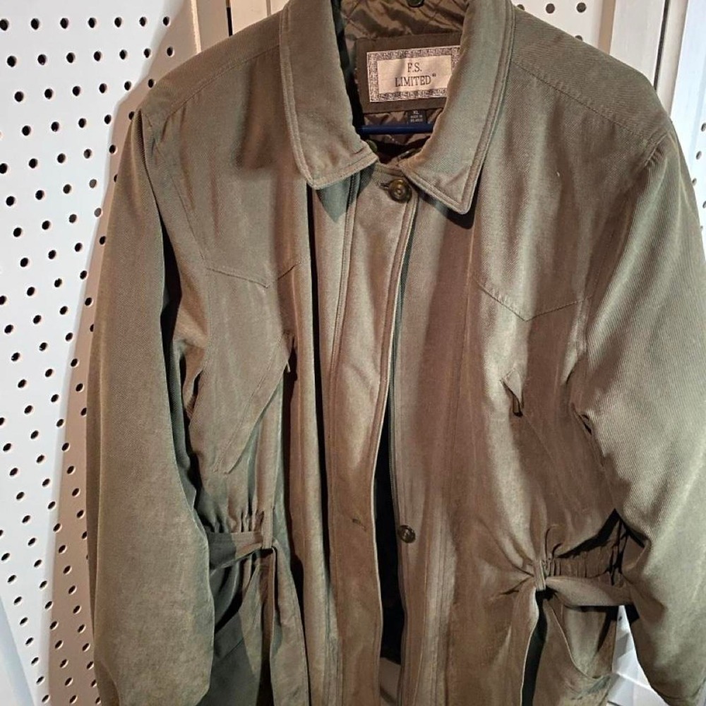 FS Limited Olive green jacket with tie waist and pockets, size XL